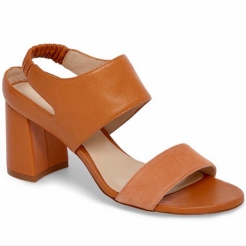 Stuart Weitzman Erica Ankle Strap Block Heel Sandals | Tan | Size‎ 7